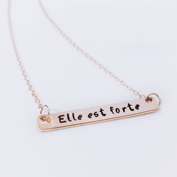Rose Gold Elle Est Forte Necklace She is strong - Picture 2 of 3